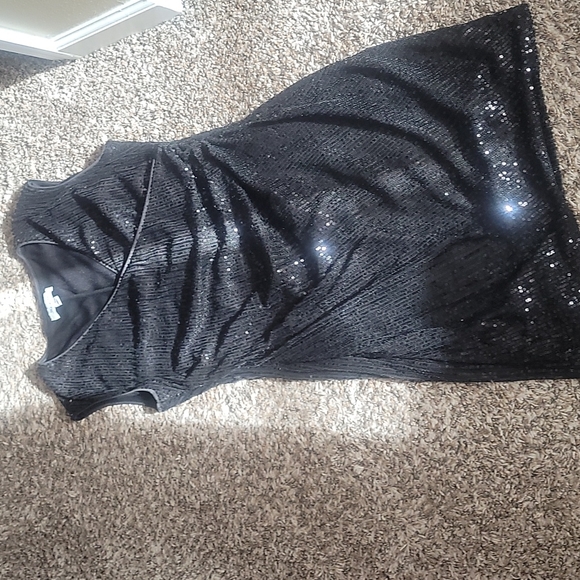 Black Sequin Surplice Sheath Dress - Picture 1 of 2